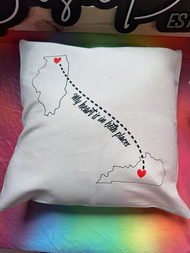 CUSTOM STATE TO STATE(S) PILLOW ONLY ON NATURAL CANVAS