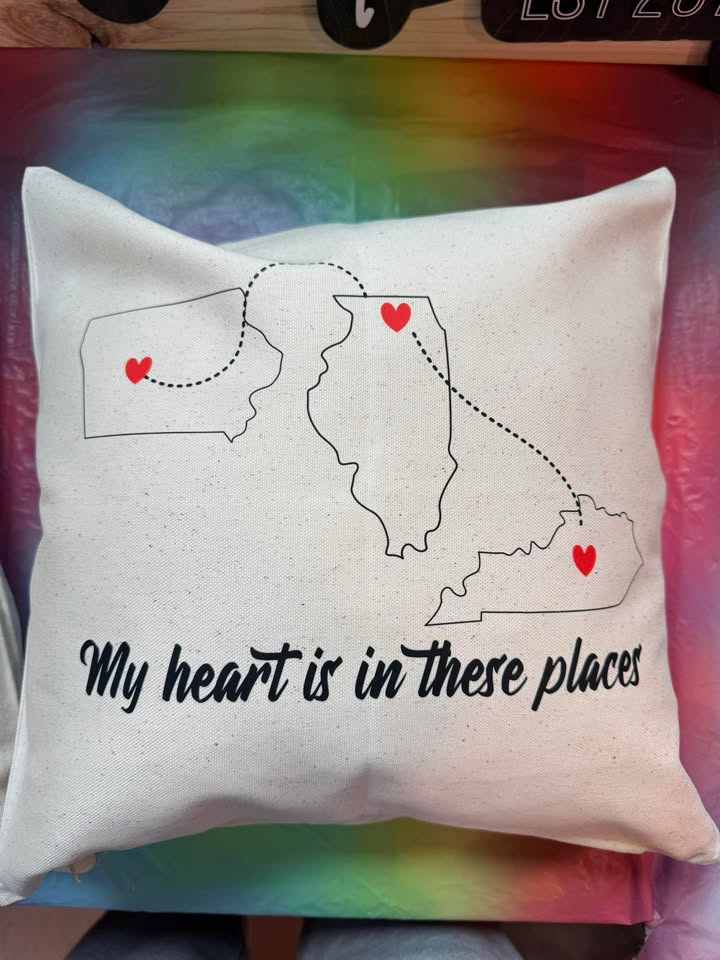 CUSTOM STATE TO STATE(S) PILLOW ONLY ON NATURAL CANVAS