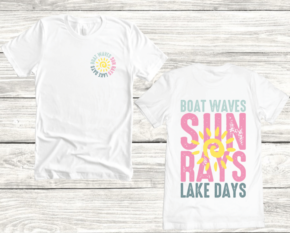 BOAT WAVE SUN RAYS LAKE DAYS