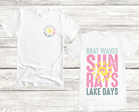 BOAT WAVE SUN RAYS LAKE DAYS