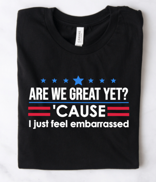 ARE WE GREAT YET? CAUSE I JUST FEEL EMBARRASSED