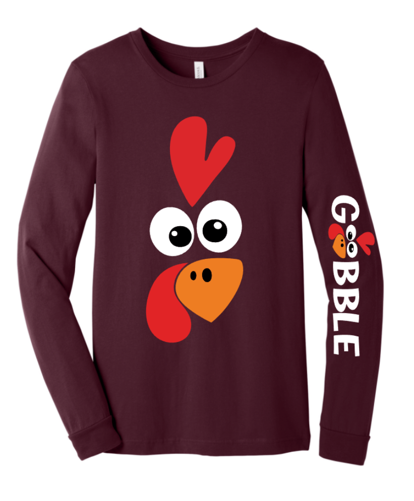 GOBBLE SLEEVE AND TURKEY FACE FRONT