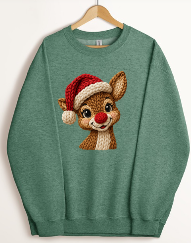 CUTE REINDEER FAUX CROCHET EFFECT