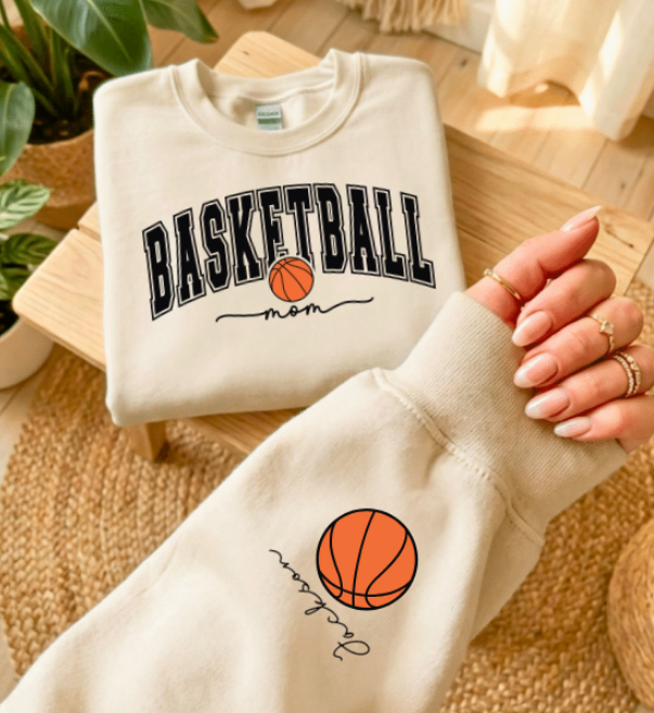 BASKETBALL MOM WITH NAME ON SLEEVE