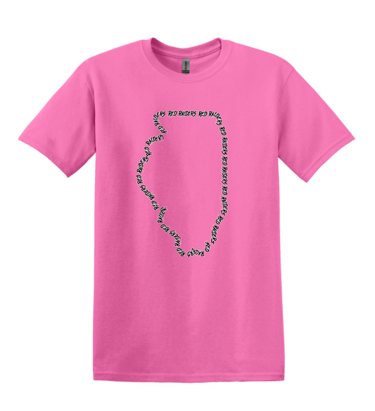 RED RAIDERS ILLINOIS OUTLINE ON HOT PINK