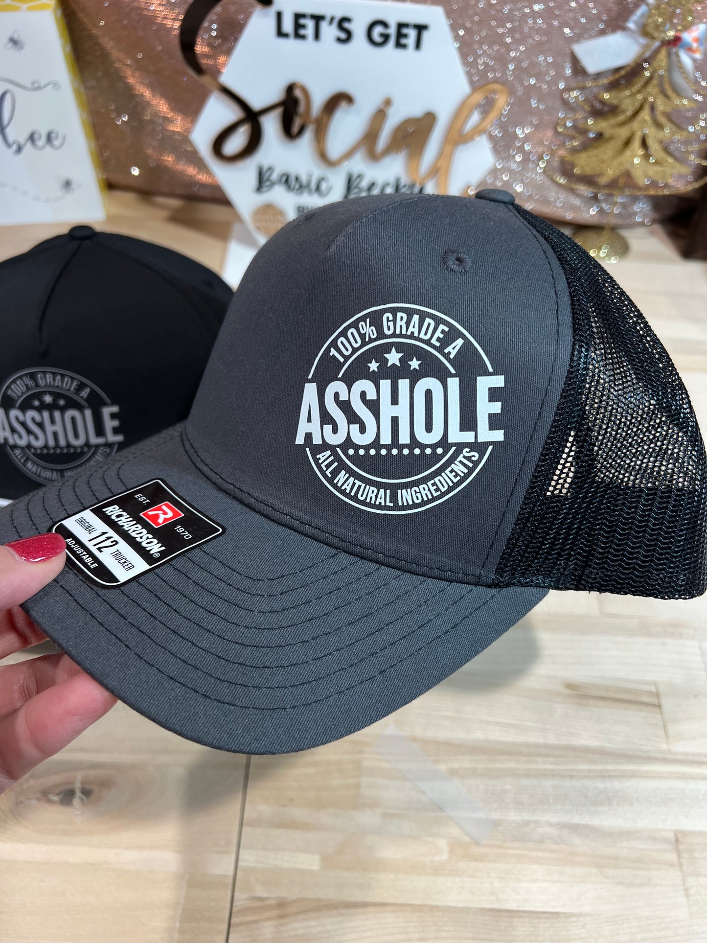 100% GRADE A ASSHOLE ALL NATURAL INGREDIENTS HAT