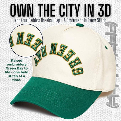 2 Tone Upside Down 3D Trucker Cap - Green Bay - Green/Beige