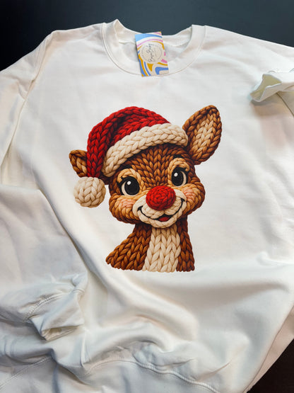 CUTE REINDEER FAUX CROCHET EFFECT