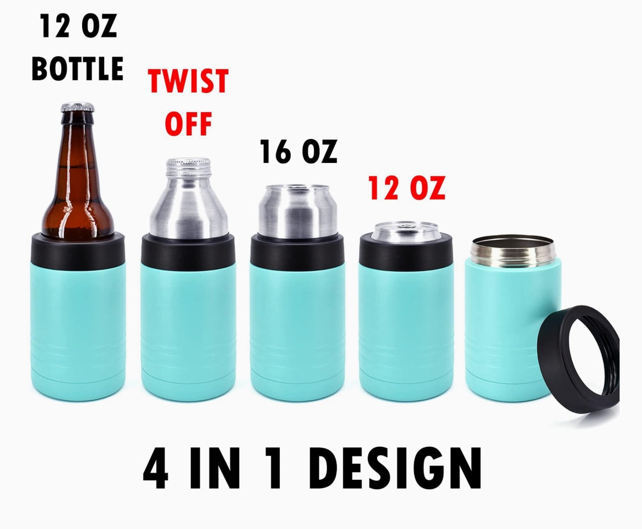 CUSTOM CAN OR BOTTLE HOLDER (KEEPS COLD) 12OZ STAINLESS STEEL DOUBLE WALL