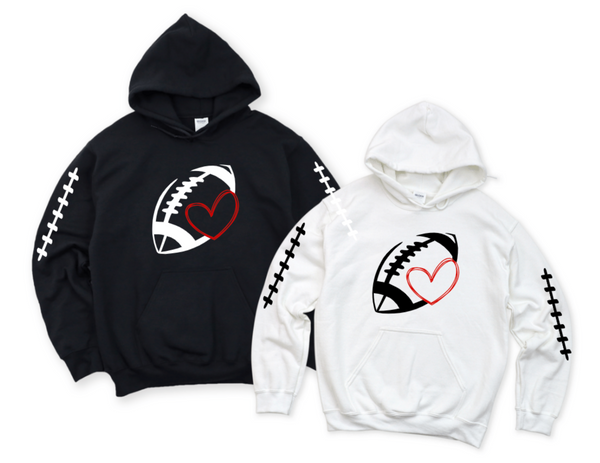 FOOTBALL HEART WITH LACE SLEEVES HOODIE