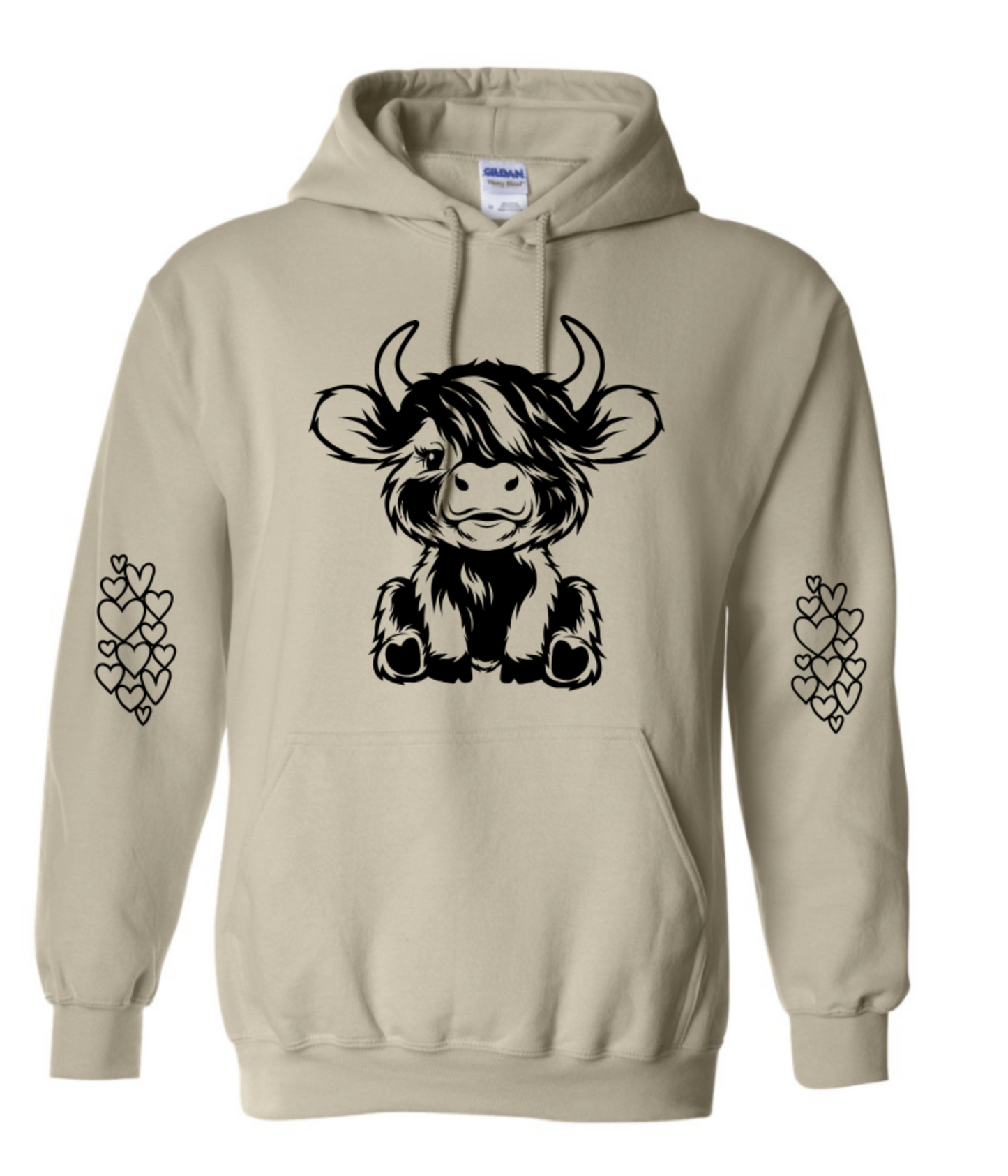 CUTE COW WITH HEART SLEEVES