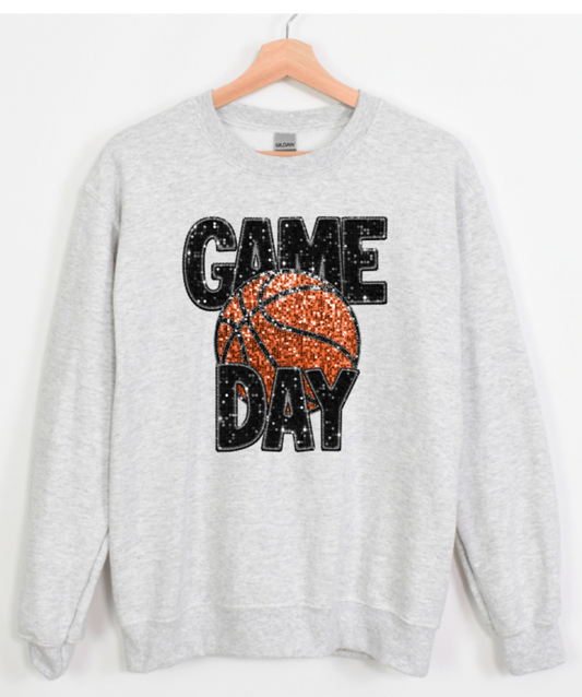 GAME DAY FAUX GLITTER SEQUIN BASKETBALL