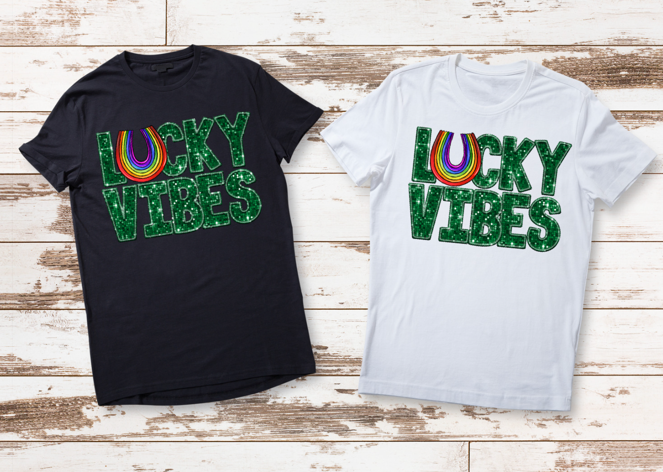 LUCKY VIBES FAUX GLITTER SEQUIN