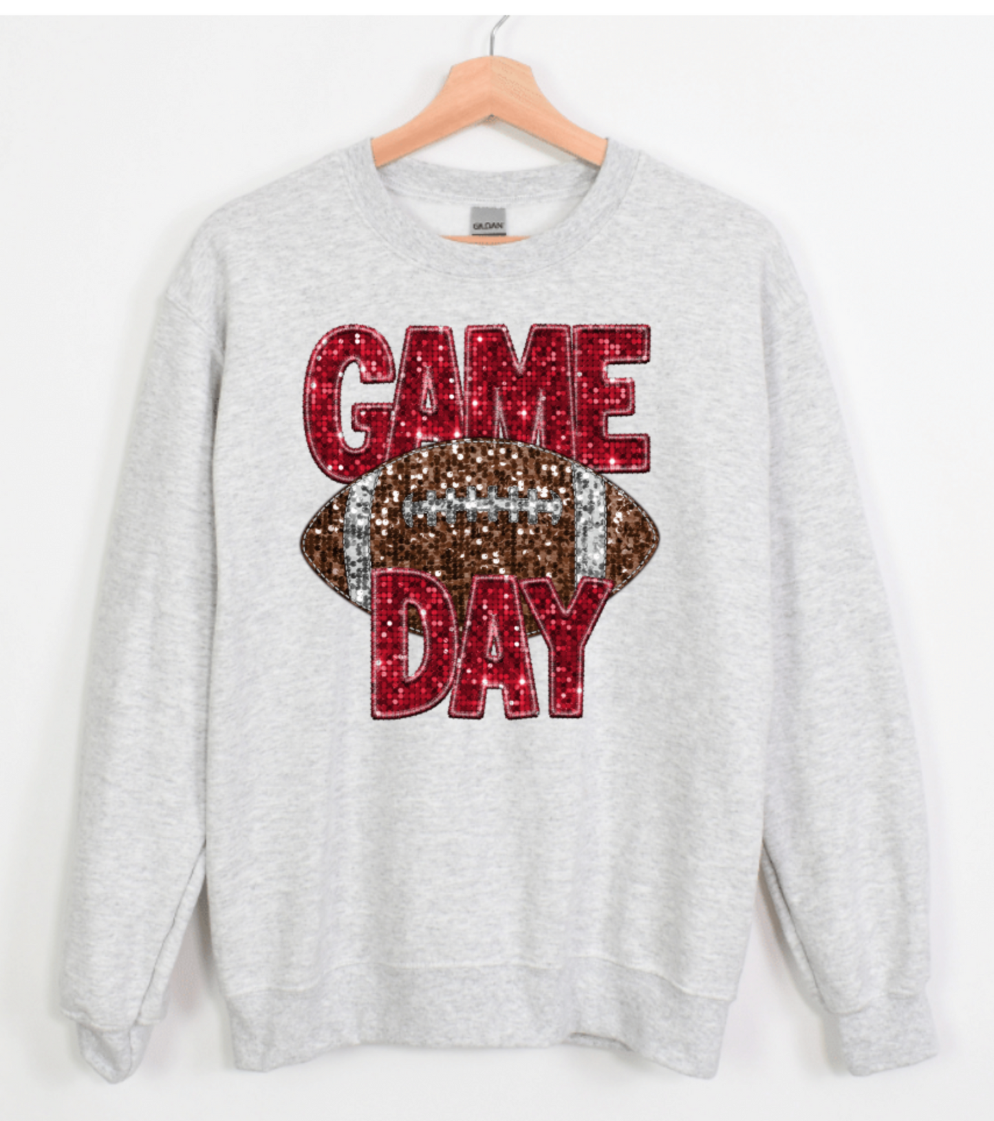 GAME DAY FAUX GLITTER SEQUIN FOOTBALL (RED GAME DAY)
