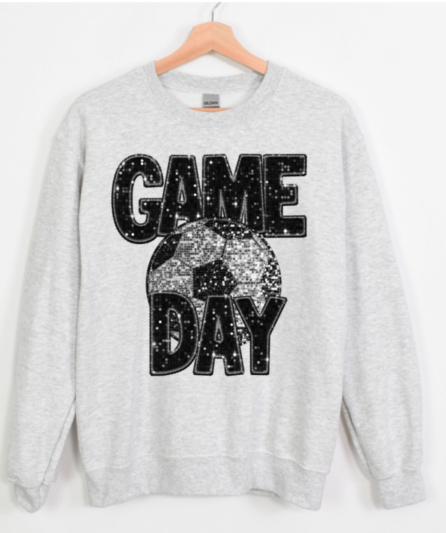 GAME DAY FAUX GLITTER SEQUIN SOCCER (BLACK GAME DAY)