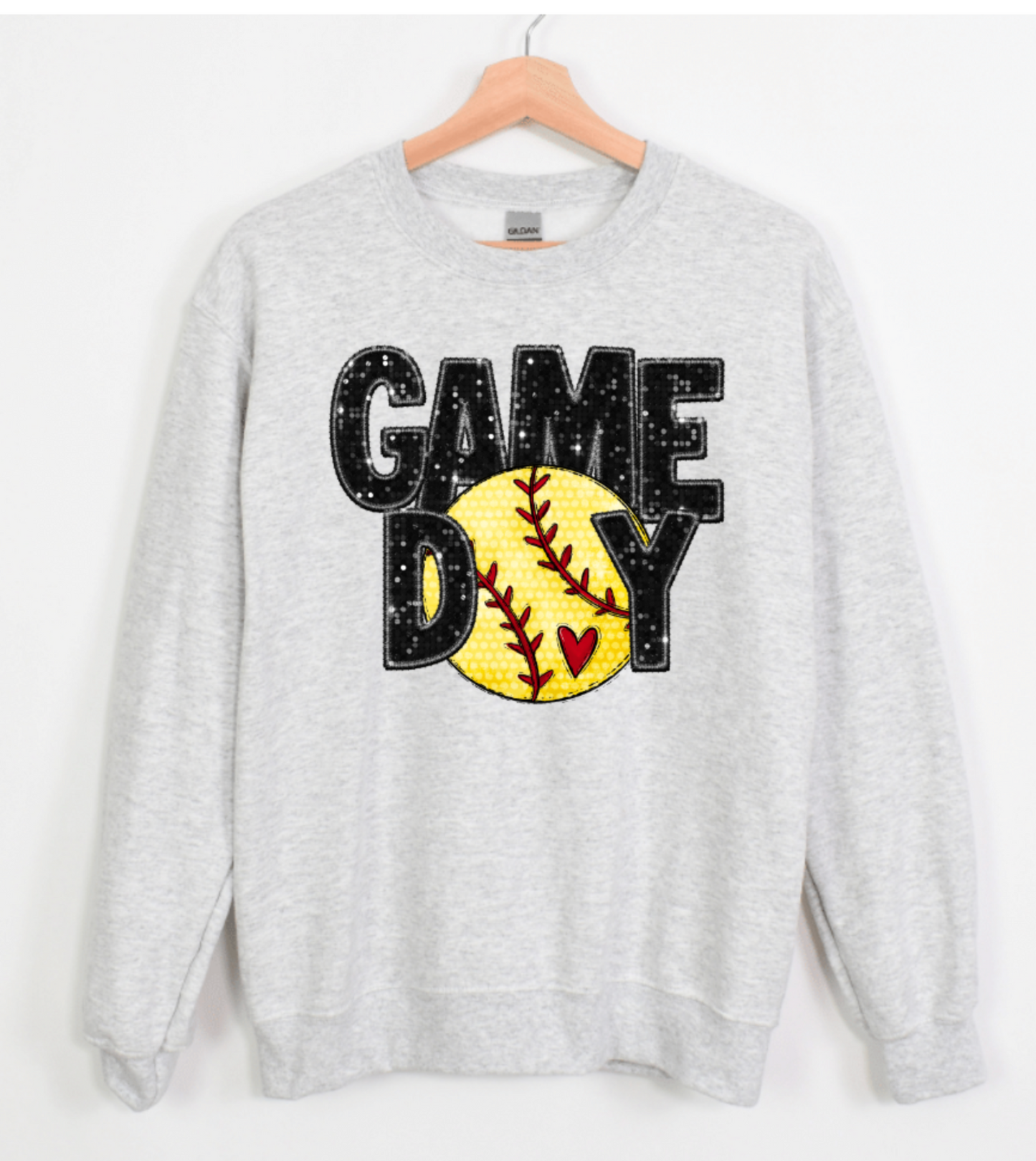 GAME DAY FAUX GLITTER SEQUIN SOFTBALL
