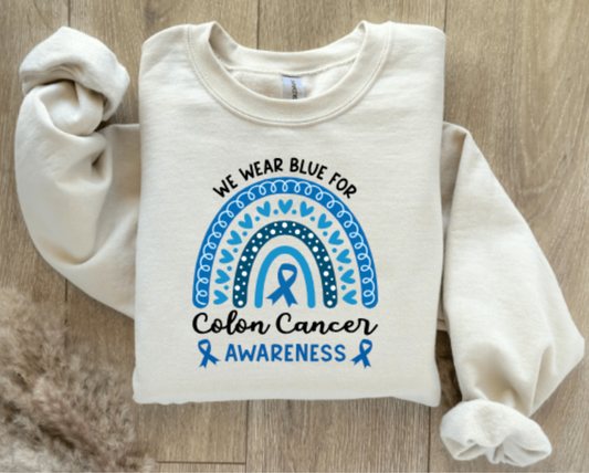 WE WEAR BLUE COLON CANCER AWARENESS