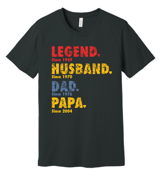 CUSTOMIZE YOUR LEGEND TEE WITH TITLE(S) AND YEARS