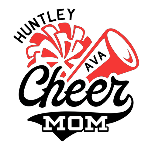 CUSTOM CHEER MOM WITH NAME IN MEGAPHONE