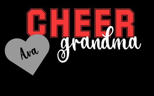 CHEER GRANDMA WITH HEART NAME ALL GLITTER SET UP