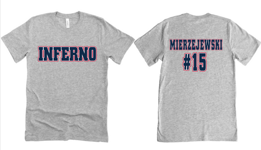 INFERNO FRONT AND CUSTOM NAME NUMBER BACK