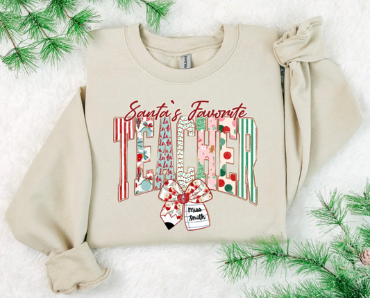 SANTA'S FAVORITE TEACHER (CUSTOMIZE WITH NAME)