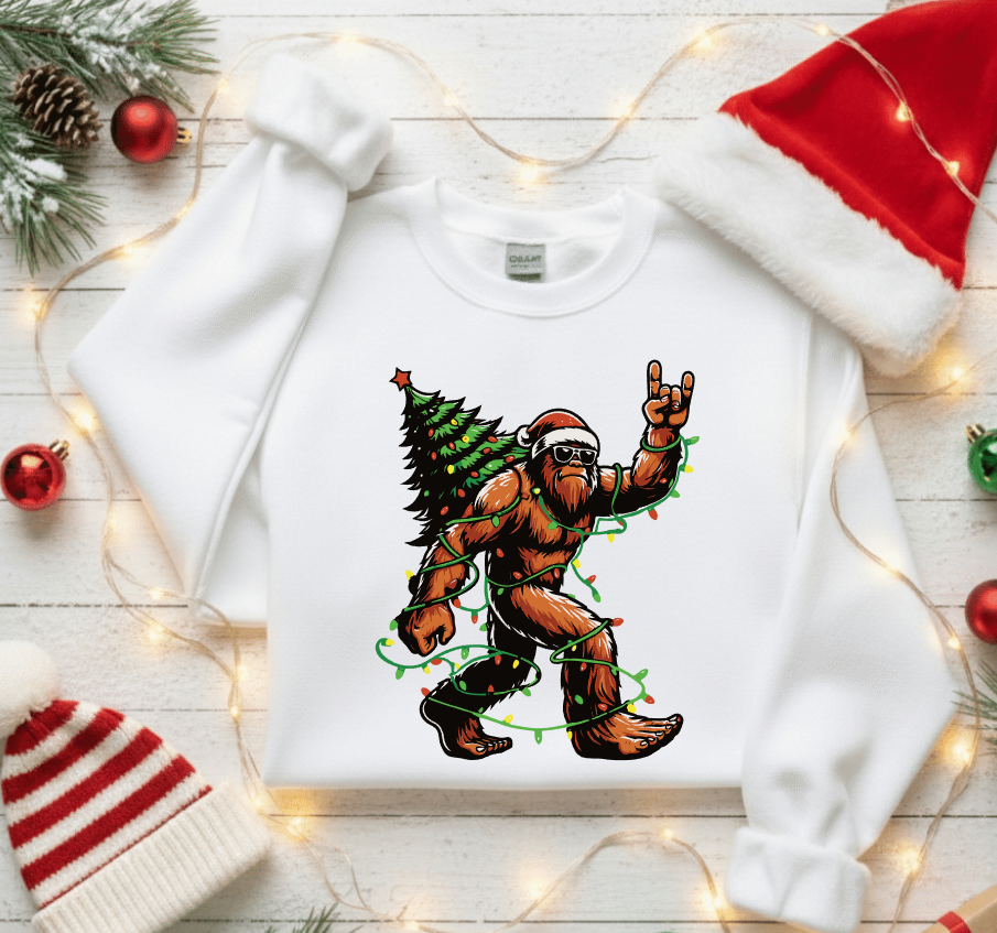 Santa Bigfoot Christmas Tree Lights Sasquatch