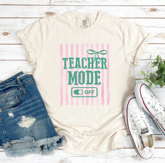 TEACHER MODE (OFF) STRIPES AND BOW