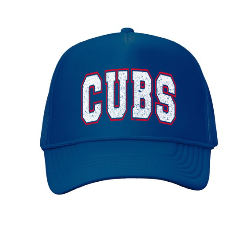 CUBS HAT WITH CLEAR RHINESTONES SCATTERED ON FRONT