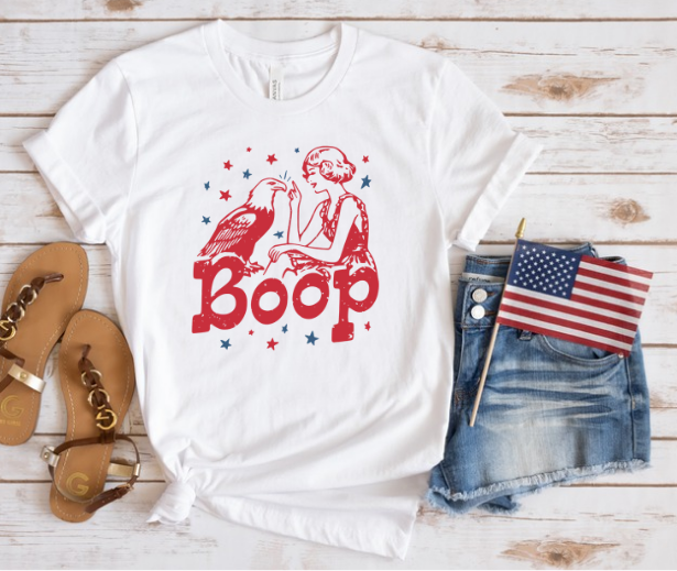 RED WHITE AND BOOP (LOOKS BEST ON WHITE, SPORTS GREY, ASH GREY OR PINK)