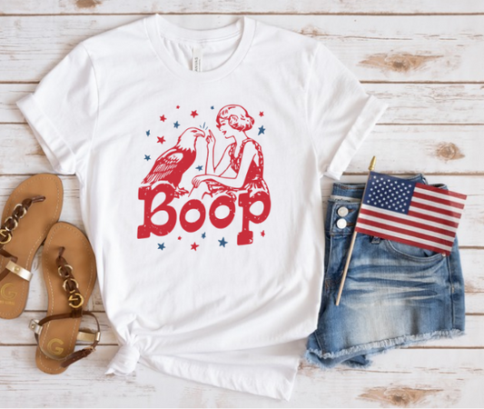 RED WHITE AND BOOP (LOOKS BEST ON WHITE, SPORTS GREY, ASH GREY OR PINK)