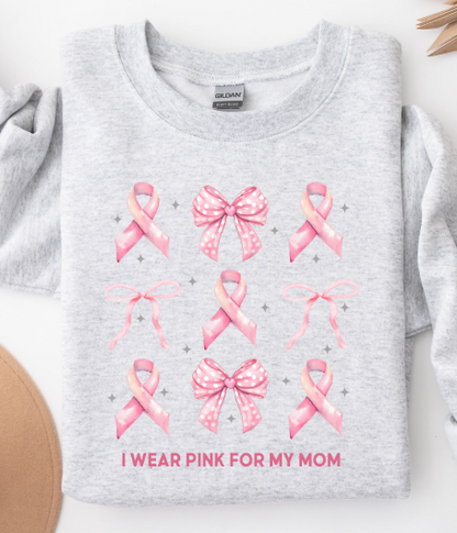I WEAR PINK FOR (CHANGE LINE) PINK RIBBON DESIGN BREAST CANCER AWARENESS