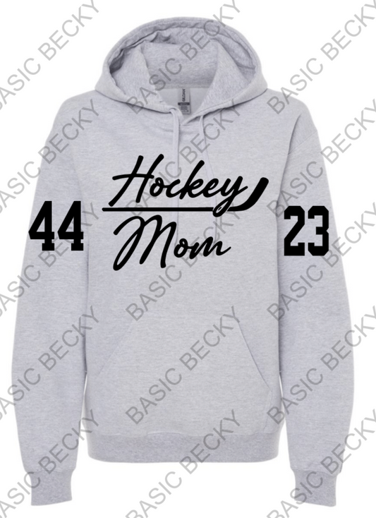 HOCKEY MOM WITH NUMBER ON SLEEVE