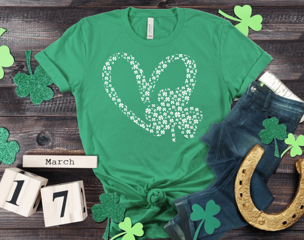 HEART WITH SHAMROCK/CLOVERS ALL OVER