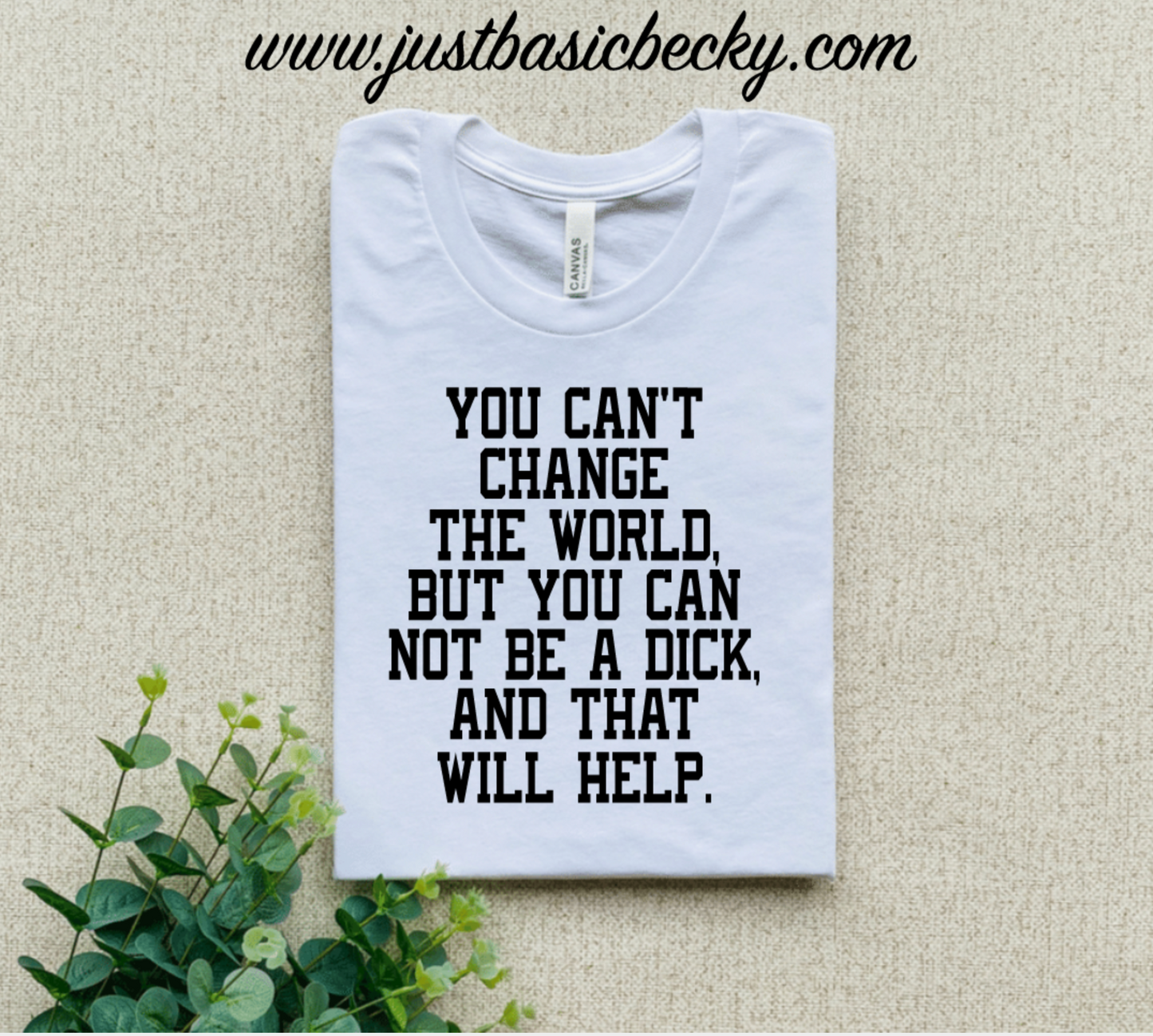 YOU CAN'T CHANGE THE WORLD, BUT YOU CAN NOT BE A DICK, AND THAT WILL HELP.
